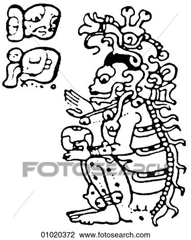 Drawing - Signs & Symbols - line art The Mayan religion possessed many gods: The death god. Although the Maya had formed agricultural communities as early as 1500 BC, the classic period of their civilization began in AD 200 and lasted until AD 900. They cultivate. Fotosearch