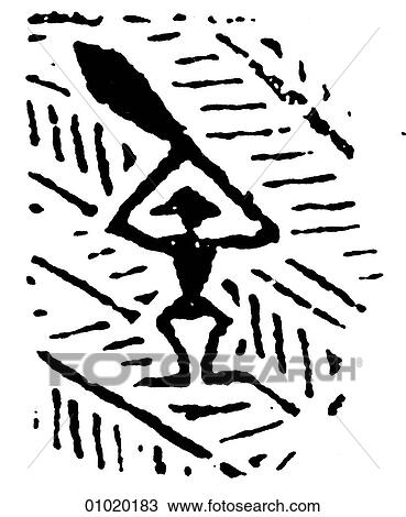 Drawing - Signs & Symbols - line art The Pacific - Island of Tonga Rubbing from carved Tongan club. Tonga is 400 miles East of Fiji. On one of his voyages of discovery, Captain James Cook named the group the Friendly Islands and brought them under British control. Fotosearch