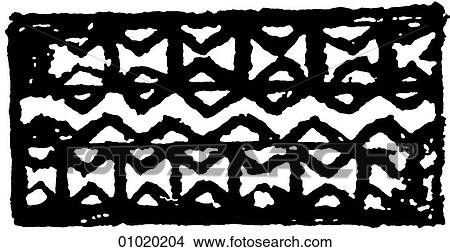 Stock Illustration - Signs & Symbols - line art The Pacific Motif from a drum.. Fotosearch