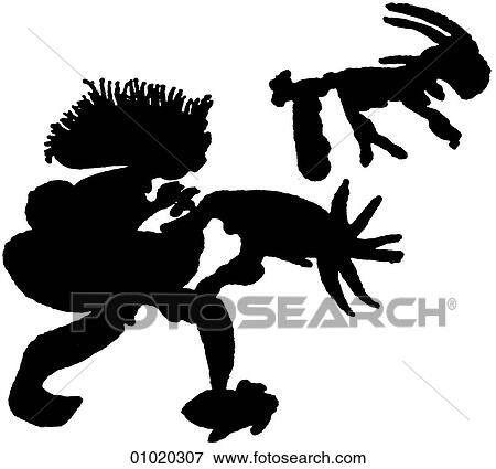 Signs & Symbols - line art Two spirits in trouble. View Large Illustration Stock Illustration - Signs & Symbols - line art Two spirits in trouble.. Fotosearch