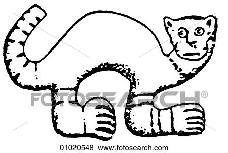 Signs & Symbols - line art Wild-cat from Peru. View Large Illustration Stock Illustration - Signs & Symbols - line art Wild-cat from Peru.. Fotosearch