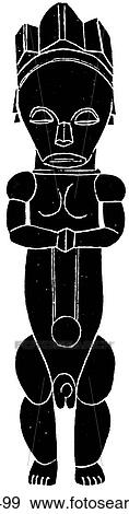 Stock Illustration - Signs & Symbols - line art Wooden guardian figure, Gabon. The modern-day Gabonese Republic lies across the equator on the west coast of Africa Equatorial Guinea, Congo and Cameroon. Most of its land mass is covered in equatorial rain-forest with abundan. Fotosearch