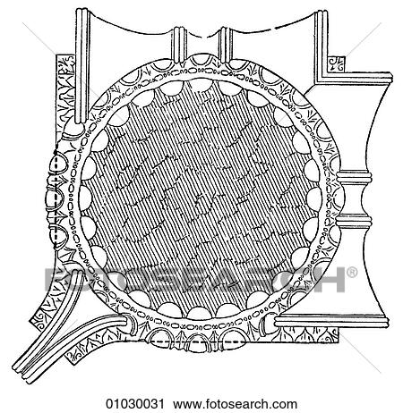 Clip Art - Architecture - Ancient Greece - line art Detail Classical Plan of Ionic angle capital. The Ionic order of Greek architecture is characterized by column with scroll shapes on either side of the capital (the capital is the top of the column) square. Fotosearch