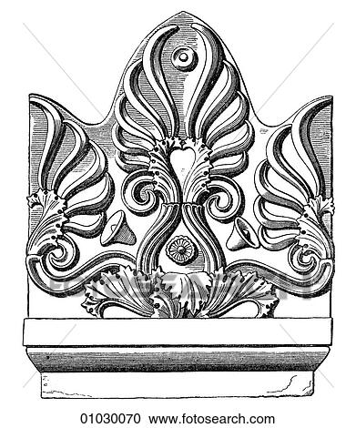 Architecture - Ancient Greece - line art Detail Classical Acroterial ornament of a stela (the Greek word for shaft) used in Ancient Greece and Rome as a grave stone, commemorative plaque or for dedication. View Large Illustration Clipart - Architecture - Ancient Greece - line art Detail Classical Acroterial ornament of a stela (the Greek word for shaft) used in Ancient Greece and Rome as a grave stone, commemorative plaque or for dedication.. Fotosearch