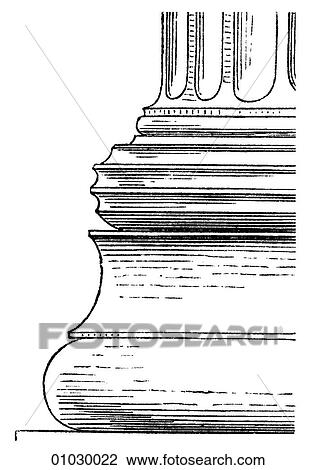 Drawing - Architecture - Ancient Greece - line art Detail Classical Base of column. Temple on the IIissus.. Fotosearch