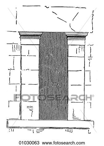 Drawing - Architecture - Ancient Greece - line art Detail Classical Window in the Propylaea, Athens.. Fotosearch