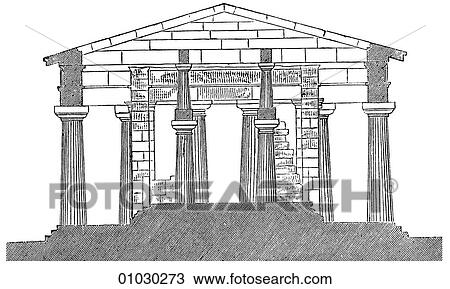 Drawing - Architecture - Ancient Greece - line art Section Classical Section of Temple of Neptune at Paestum. (Hypaethral). This city in Italy, near the present-day Salerno is the site of several well preserved Greek temples. This Doric example was built c. 460 B. Fotosearch