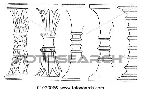 Stock Illustration - Architecture - Ancient Greece - line art Detail Classical Sideview of Ionic capitals. The Ionic order of Greek architecture is characterized by column with scroll shapes on either side of the capital (the capital is the top of the column). Fotosearch