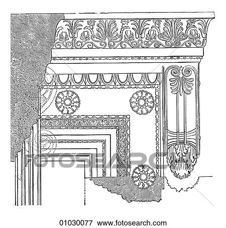 Architecture - Ancient Greece - line art (c3) Detail Classical Details of a door in the Erechtheum, the Temple of Athena built 421-405 BC on the Acropolis at Athens. The Ionic capitals are considered to be the most beautiful produced in the course of An View Large Illustration Stock Illustration - Architecture - Ancient Greece - line art (c3) Detail Classical Details of a door in the Erechtheum, the Temple of Athena built 421-405 BC on the Acropolis at Athens. The Ionic capitals are considered to be the most beautiful produced in the course of An. Fotosearch