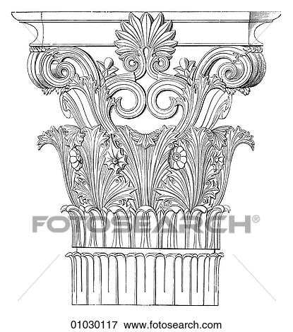 Architecture - Ancient Greece - line art Detail Classical Capital from the Monument of Lysicrates, Athens. c. 330 BC This is a choragic monument, i. e. one erected to display a prize for athletic or choral excellence won at a festival. This is the only s View Large Illustration Stock Illustration - Architecture - Ancient Greece - line art Detail Classical Capital from the Monument of Lysicrates, Athens. c. 330 BC This is a choragic monument, i. e. one erected to display a prize for athletic or choral excellence won at a festival. This is the only s. Fotosearch