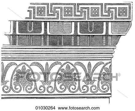 Stock Illustration - Architecture - Ancient Greece - line art Detail Classical Painted Doric antae capital (The head of a pillar or column) The Doric style or "order" of architecture is the oldest, simplest and sturdiest of Greek architecture. [Patterns & Motifs]. Fotosearch
