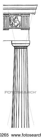 Stock Illustration - Architecture - Ancient Greece - line art Detail Classical Elevation of Doric column and entablature. An entablature is the upper part of a classical building supported by columns or a colonnade. The Doric style or "order" of architecture is the oldest. Fotosearch
