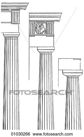 Stock Illustration - Architecture - Ancient Greece - line art Detail Classical Doric Columns. The Doric style or "order" of architecture is the oldest, simplest and sturdiest of Greek architecture.. Fotosearch