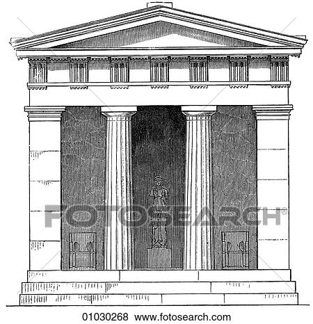 Stock Illustration - Architecture - Ancient Greece - line art Elevation Classical Temple in antis. Temple of Themis, Rhamnus.. Fotosearch