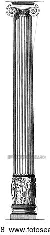 Architecture - Ancient Greece - line art Detail Classical Sculptured Ionic column from the Temple of Diana at Ephesus, c. 650 BC, also known as the Temple of Artemis and in ancient history was one of the Seven Wonders of The World. The ruins of this temp View Large Illustration Stock Illustration - Architecture - Ancient Greece - line art Detail Classical Sculptured Ionic column from the Temple of Diana at Ephesus, c. 650 BC, also known as the Temple of Artemis and in ancient history was one of the Seven Wonders of The World. The ruins of this temp. Fotosearch