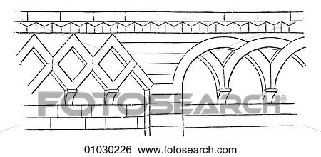 Architecture - Austria - line art Detail Romanesque Corbel Table from Ratzburg. A corbel is a bracket or beam that is laid deeply into the wall to provide support and usually projects beyond the wall. A row of corbels is known as a corbel table. This m View Large Illustration Stock Illustration - Architecture - Austria - line art Detail Romanesque Corbel Table from Ratzburg. A corbel is a bracket or beam that is laid deeply into the wall to provide support and usually projects beyond the wall. A row of corbels is known as a corbel table. This m. Fotosearch