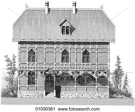 Architecture - Denmark - line art Elevation Illustration A farmhouse View Large Illustration Clip Art - Architecture - Denmark - line art Elevation Illustration A farmhouse. Fotosearch