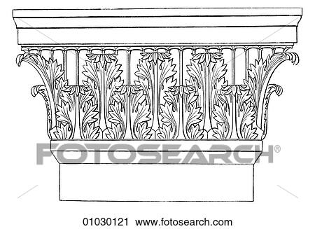 Clip Art - Architecture Detail Greco - Roman Architecture. Capital of a pilaster at Mylasa. A Pilaster is a rectangular, decorative column that projects beyond the surface of the wall. Generally it serves no structural purpose and serves mainly to decorate.. Fotosearch