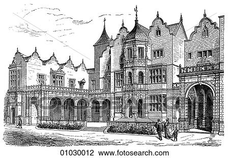 Architecture - England - line art Perspective Illustration Holland House, c. 1607. This house was begun in the year the first English-speaking settlement was established on the American mainland - at Jamestown Virginia. View Large Illustration Drawing - Architecture - England - line art Perspective Illustration Holland House, c. 1607. This house was begun in the year the first English-speaking settlement was established on the American mainland - at Jamestown Virginia.. Fotosearch