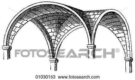 Architecture - England - line art Detail Romanesque Cross-arched Vault. Romanesque - a style of architecture prevalent in Europe from the 10th to early 13th century characterized by massive vaulting and round arches The Middle Ages, English, horizontal View Large Illustration Drawing - Architecture - England - line art Detail Romanesque Cross-arched Vault. Romanesque - a style of architecture prevalent in Europe from the 10th to early 13th century characterized by massive vaulting and round arches The Middle Ages, English, horizontal. Fotosearch