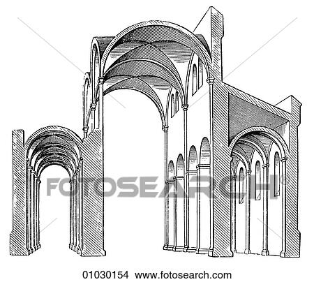 Architecture - England - line art Detail Romanesque Style The Romanesque System of Vaulting. Romanesque - a style of architecture prevalent in Europe from the 10th to early 13th century characterized by massive vaulting and round arches View Large Illustration Stock Illustration - Architecture - England - line art Detail Romanesque Style The Romanesque System of Vaulting. Romanesque - a style of architecture prevalent in Europe from the 10th to early 13th century characterized by massive vaulting and round arches. Fotosearch