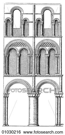Architecture - England - line art Elevation Detail Romanesque/Norman Arcades in the Cathedral at Peterborough built 1118-1238. The city lies on the edge of an area of marshland known as The Fens on the east coast of England. Romanesque - a style of arch View Large Illustration Stock Illustration - Architecture - England - line art Elevation Detail Romanesque/Norman Arcades in the Cathedral at Peterborough built 1118-1238. The city lies on the edge of an area of marshland known as The Fens on the east coast of England. Romanesque - a style of arch. Fotosearch