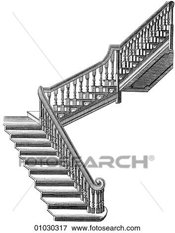 Architecture - England - line art Detail Victorian Wooden staircase, c. 1885 View Large Illustration Stock Illustration - Architecture - England - line art Detail Victorian Wooden staircase, c. 1885. Fotosearch