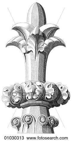 Drawing - Architecture - France - line art Detail Gothic A Detail from Chartres Cathedral, possibly the finest example of Gothic architecture in the world. Chartres is in northwestern France, southwest of Paris on the Eure River.. Fotosearch