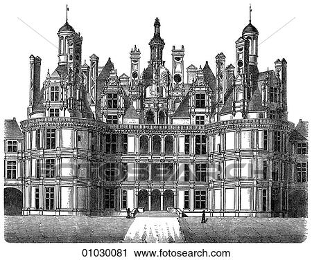 Architecture - France - line art French and Spanish Architecture of the 16th. and 17th. Centuries. Ch%teau de Chambord. Built about 1526 by Pierre Nepveu, called Trinqueau. View Large Illustration Clip Art - Architecture - France - line art French and Spanish Architecture of the 16th. and 17th. Centuries. Ch%teau de Chambord. Built about 1526 by Pierre Nepveu, called Trinqueau.. Fotosearch