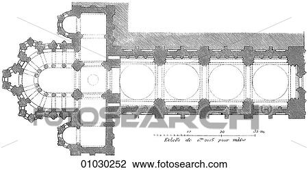 Architecture - France - line art Plan Romanesque View Large Illustration Drawing - Architecture - France - line art Plan Romanesque. Fotosearch