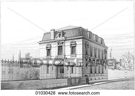 Architecture - France - line art Perspective Illustration Private home in Paris View Large Illustration Stock Illustration - Architecture - France - line art Perspective Illustration Private home in Paris. Fotosearch