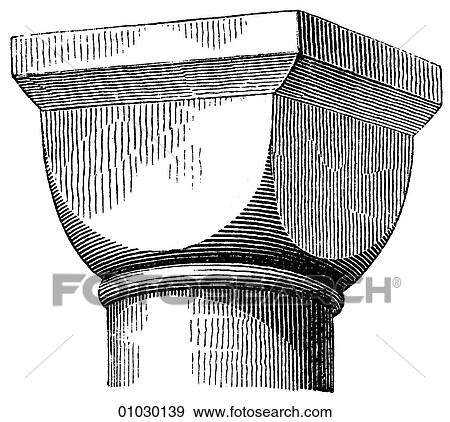 Stock Illustration - Architecture - German - line art Detail Early Romanesque Cubiform Capital. Fotosearch