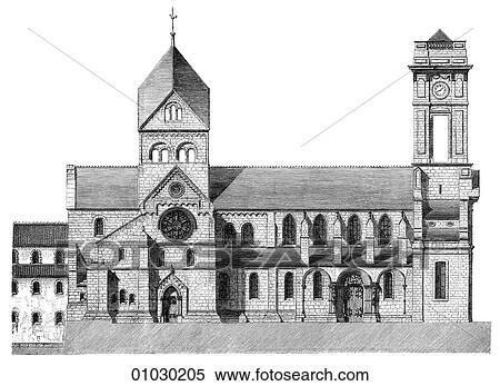 Architecture - Germany - line art (cc3) Elevation Gothic/Romanesque Church of Sts. Peter and Paul, at Neuweiler. Main building in the transition style, with Gothic additions. Note the flying buttresses on either side of the nave. These half-arches were View Large Illustration Stock Illustration - Architecture - Germany - line art (cc3) Elevation Gothic/Romanesque Church of Sts. Peter and Paul, at Neuweiler. Main building in the transition style, with Gothic additions. Note the flying buttresses on either side of the nave. These half-arches were. Fotosearch