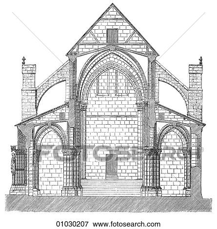 Stock Illustration - Architecture - Germany - line art (cc3) Section Gothic/Romanesque Transverse section of Sts. Peter and Paul at Neuweiler. Note the flying buttresses on either side of the nave. These half-arches were the great architectural and engineering innovation of. Fotosearch