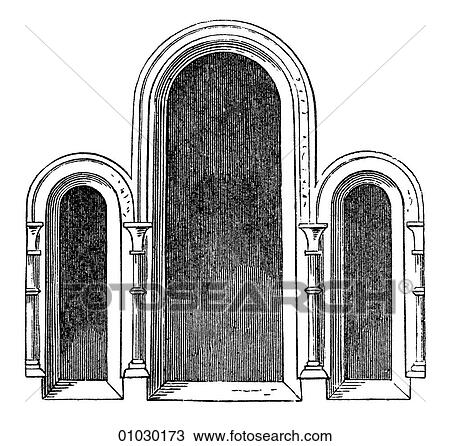 Architecture - Germany - line art Detail Romanesque Coupled Windows. Cathedral at Munster. Romanesque - a style of architecture prevalent in Europe from the 10th to early 13th century characterized by massive vaulting and round arches Middle Ages, medi View Large Illustration Drawing - Architecture - Germany - line art Detail Romanesque Coupled Windows. Cathedral at Munster. Romanesque - a style of architecture prevalent in Europe from the 10th to early 13th century characterized by massive vaulting and round arches Middle Ages, medi. Fotosearch