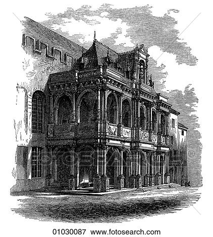 Architecture - Germany - line art Perspective Illustration Council-Hall at Cologne. Built 1569-1571 by William Vernickel View Large Illustration Stock Illustration - Architecture - Germany - line art Perspective Illustration Council-Hall at Cologne. Built 1569-1571 by William Vernickel. Fotosearch