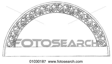 Architecture - Germany - line art Detail Romanesque Arched frieze from the Romanesque Porch of the Basilica of Eginhart. Romanesque - a style of architecture prevalent in Europe from the 10th to early 13th century characterized by massive vaulting and r View Large Illustration Stock Illustration - Architecture - Germany - line art Detail Romanesque Arched frieze from the Romanesque Porch of the Basilica of Eginhart. Romanesque - a style of architecture prevalent in Europe from the 10th to early 13th century characterized by massive vaulting and r. Fotosearch