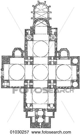Architecture - Germany - line art France Romanesque Floor plan of the St. Front at Perigueux Romanesque - a style of architecture prevalent in Europe from the 10th to early 13th century characterized by massive vaulting and round arches. View Large Illustration Stock Illustration - Architecture - Germany - line art France Romanesque Floor plan of the St. Front at Perigueux Romanesque - a style of architecture prevalent in Europe from the 10th to early 13th century characterized by massive vaulting and round arches.. Fotosearch