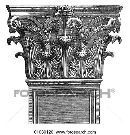 Architecture - Greece - line art Detail Capital of pilaster on the Monument of Philopappus, Athens. A pilaster is a rectangular, decorative column that projects beyond the surface of the wall. Generally it serves no structural purpose and serves mainl View Large Illustration Clipart - Architecture - Greece - line art Detail Capital of pilaster on the Monument of Philopappus, Athens. A pilaster is a rectangular, decorative column that projects beyond the surface of the wall. Generally it serves no structural purpose and serves mainl. Fotosearch