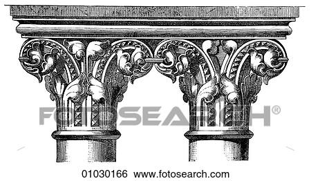 Architecture - Holland - line art (bb3) Detail Gothic/Romanesque Coupled Capitals. (The head of a pillar or column) from the Cathedral at Limburg. Romanesque - a style of architecture prevalent in Europe from the 10th to early 13th century characterized View Large Illustration Stock Illustration - Architecture - Holland - line art (bb3) Detail Gothic/Romanesque Coupled Capitals. (The head of a pillar or column) from the Cathedral at Limburg. Romanesque - a style of architecture prevalent in Europe from the 10th to early 13th century characterized. Fotosearch
