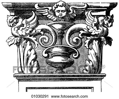Architecture - Italy - line art Detail Renaissance Capital of a Pilaster. Carved in wood. From the Palazzo Vecchio at Florence. Also known as the Palazzo della Signoria this building held the offices of the Signoria, or government, of the Florentine Rep View Large Illustration Clip Art - Architecture - Italy - line art Detail Renaissance Capital of a Pilaster. Carved in wood. From the Palazzo Vecchio at Florence. Also known as the Palazzo della Signoria this building held the offices of the Signoria, or government, of the Florentine Rep. Fotosearch