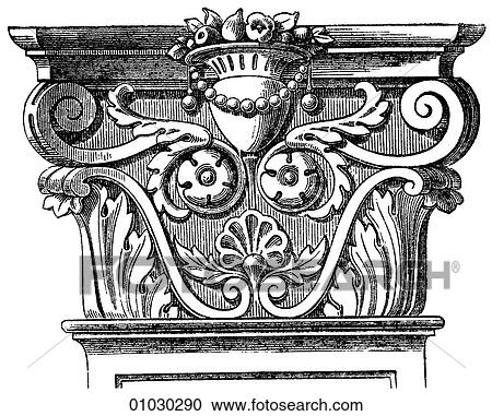 Architecture - Italy - line art Detail Gothic/Renaissance Capital of a Pilaster, carved in wood, from the Palazzo Vecchio at Florence. Also known as the Palazzo della Signoria this building held the offices of the Signoria, or government, of the Florent View Large Illustration Clipart - Architecture - Italy - line art Detail Gothic/Renaissance Capital of a Pilaster, carved in wood, from the Palazzo Vecchio at Florence. Also known as the Palazzo della Signoria this building held the offices of the Signoria, or government, of the Florent. Fotosearch
