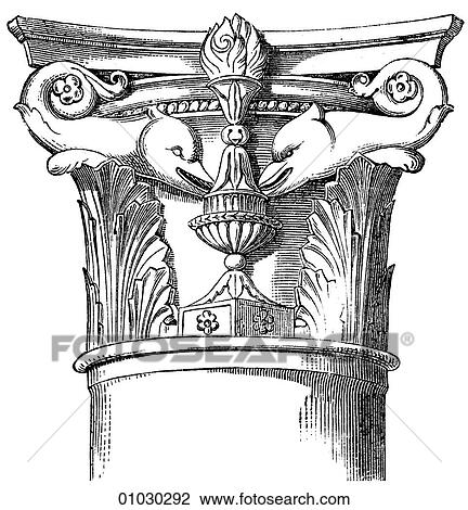 Architecture - Italy - line art Detail Renaissance Capital of a Column at Florence. The Renaissance -- the revival of arts and literature under the influence of classical (Greek & Roman) models in the 14th - 16th centuries. View Large Illustration Drawing - Architecture - Italy - line art Detail Renaissance Capital of a Column at Florence. The Renaissance -- the revival of arts and literature under the influence of classical (Greek & Roman) models in the 14th - 16th centuries.. Fotosearch