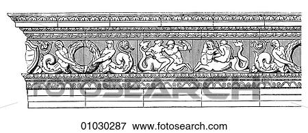 Architecture - Italy - line art Detail Renaissance String-Course in Terracotta. Casa Mutignani at Lodi. View Large Illustration Stock Illustration - Architecture - Italy - line art Detail Renaissance String-Course in Terracotta. Casa Mutignani at Lodi.. Fotosearch