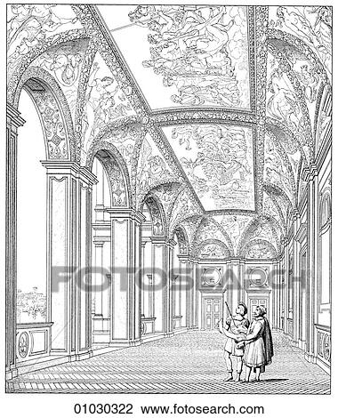 Architecture - Italy - line art Perspective Illustration The loggia of the Villa Farnesina c. 1509 at Rome, by Baldassarre (Tommasso) Peruzzi, (1481-1536). The artist and architect was a contemporary of Raphael and Bramante and this was his first archite View Large Illustration Drawing - Architecture - Italy - line art Perspective Illustration The loggia of the Villa Farnesina c. 1509 at Rome, by Baldassarre (Tommasso) Peruzzi, (1481-1536). The artist and architect was a contemporary of Raphael and Bramante and this was his first archite. Fotosearch