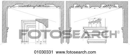 Clip Art - Architecture - Italy - line art (e3) Interior detail of the Tempietto (little temple) of San Pietro In Montorio by Donato Bramante (1444-1514). The architect was contemporary and friend of Andrea del Verrocchio and also of Leonardo da Vinci, with whom h. Fotosearch