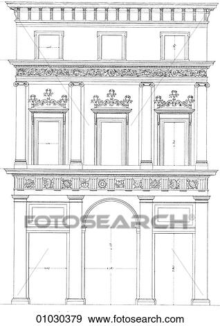 Architecture - Italy - line art (pp3) Elevation Mannerist/Renaissance A Palazzo on the Piazza Navona by Giacomo da Vignola, also known as Giacomo Barozzi (1507-1573). The architect was a leading proponent of the mannerist style and many of his innovatio View Large Illustration Stock Illustration - Architecture - Italy - line art (pp3) Elevation Mannerist/Renaissance A Palazzo on the Piazza Navona by Giacomo da Vignola, also known as Giacomo Barozzi (1507-1573). The architect was a leading proponent of the mannerist style and many of his innovatio. Fotosearch