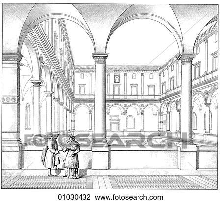 Architecture - Italy - line art (q3) Perspective Illustration Renaissance Courtyard of the Palazzo Della Cancellaria, Rome (1486) by Donato Bramante (1444-1514). The architect was contemporary and friend of Andrea del Verrocchio and also of Leonardo da View Large Illustration Drawing - Architecture - Italy - line art (q3) Perspective Illustration Renaissance Courtyard of the Palazzo Della Cancellaria, Rome (1486) by Donato Bramante (1444-1514). The architect was contemporary and friend of Andrea del Verrocchio and also of Leonardo da. Fotosearch