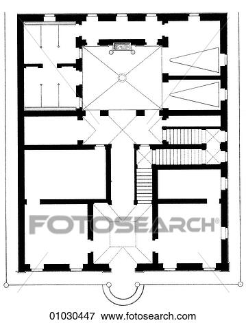 Stock Illustration - Architecture - Italy - line art (r3) Plan Renaissance Floor plan of a house on the Piazza Borghese at Rome. The Renaissance -- the revival of arts and literature under the influence of classical (Greek & Roman) models in the 14th - 16th centuries.. Fotosearch