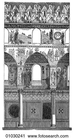 Architecture - Italy - line art Section Romanesque Longitudinal section of the Cappella Platina at Palermo, Sicily c. 1129-1140 This chapel was finished just seven years before the failure of the disastrous 2nd Crusade. Romanesque - a style of architectu View Large Illustration Clip Art - Architecture - Italy - line art Section Romanesque Longitudinal section of the Cappella Platina at Palermo, Sicily c. 1129-1140 This chapel was finished just seven years before the failure of the disastrous 2nd Crusade. Romanesque - a style of architectu. Fotosearch